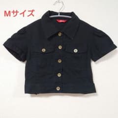 S.P.R デニムジャケット ショート丈 クロップド 黒 ブラック 半袖 Y2K 