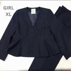 美品　GIRL セレモニースーツ　ノーカラージャケットパンツ　濃紺　XLのサムネイル