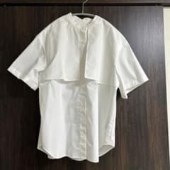 スタンドカラー 半袖シャツ ホワイト　NANOuniverseのサムネイル