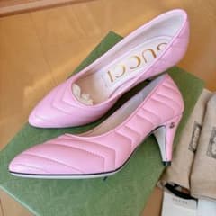 GUCCI グッチ パンプス ヒール GGマーモント キルティング ピンク 新品