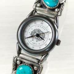 Indian jewelry, turquoise, silver, 925 stamped, quartz movement, working condition.