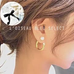 【春夏コーデ˖°*】大人かわいい♡ パールフープピアス˖° ゴールドのサムネイル