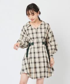 最終お値下げ【REDYAZEL】 シャツ衿チェックワンピースのサムネイル