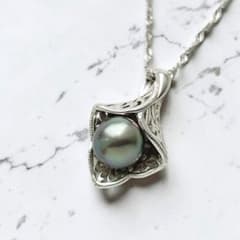 美品】黒蝶真珠 南洋真珠 パールネックレス 径10.5mm シルバー925 