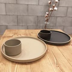 ハサミポーセリン◆プレート×カップ◆ナチュラル＆ブラックセットのサムネイル