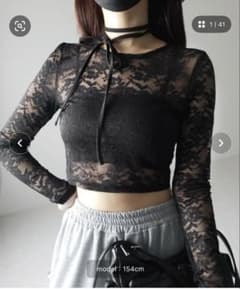 me+em select レース 長袖 カットソー ブラックのサムネイル