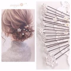 handmade*:♡花ビジュー&パールボールピン9本セットのサムネイル