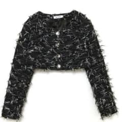 melt the lady cropped tweed jacket black