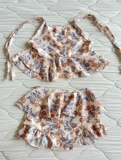 オレンジ花柄 セパレート ベビー水着 73センチのサムネイル