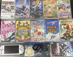 PSP3000 本体 ソフト12点 メモリースティック 充電ケーブル まとめ売りのサムネイル