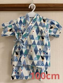 おにぎりと富士山柄　青色　甚平　100のサムネイル