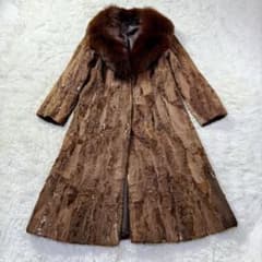 【希少】ペルシャンラム アストラカン×フォックス襟 毛皮ファー ロングコート M 希少】ペルシャンラム アストラカン×フォックス襟 毛皮ファー