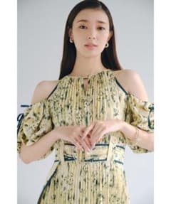 Snidel 2WAYボリュームスリーブプリントワンピース グリーンのサムネイル
