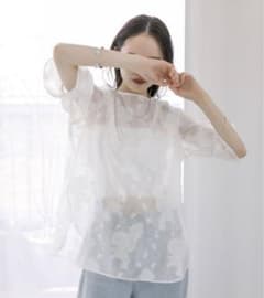 シャツ ブラウス 半袖オーガンジーブラウスのサムネイル