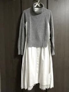 Thumbnail of お値段見直し★sacai グレー×白 タートルニットドッキングワンピース