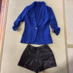 SHEIN ブルー ジャケット ショートパンツ セットのサムネイル