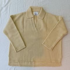【ZARA】スキッパー 厚手ニット イエロー Mのサムネイル