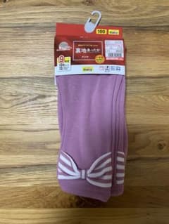 新品 リボン付きピンクレギンス 100サイズ 裏起毛のサムネイル