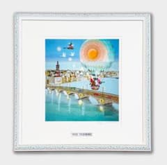 藤城清治　夢をはこぶ橋　レフグラフ版画 藤城清治「夢をはこぶ橋」レフグラフ 影絵 限定版 額装 証明シール