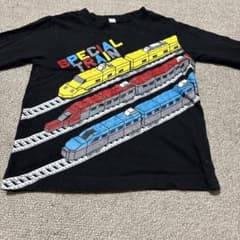 新幹線 電車 レゴブロック風 立体プリント 長袖 ロンT 100のサムネイル