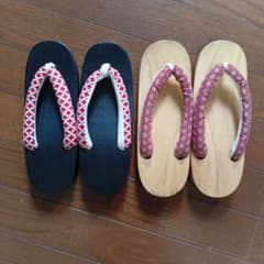 新品　浴衣下駄 2足セット 黒と木目　下駄　夏のサムネイル