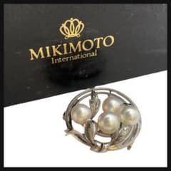 【皇室御用達】 MIKIMOTO ミキモト ブローチ パール シルバー