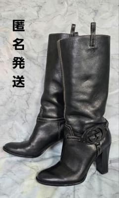 ☆Gucci ブラックレザー GGロゴ ロングブーツ☆ - メルカリ