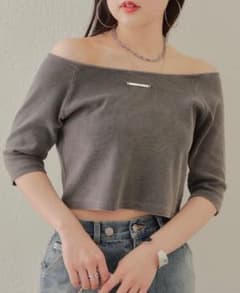 chico ピグメントオフショルリブT グレーのサムネイル