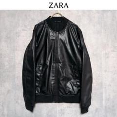 ZARA レザーブルゾンユニセックスMサイズ　試着のみほぼ新品 ZARA ザラ【M】フェイク レザージャケット ブルゾン ブラック