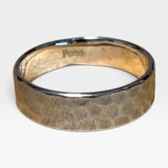 【SILVER 925】Pono 刻印入り 槌目 平打ち シルバー リング 指輪のサムネイル
