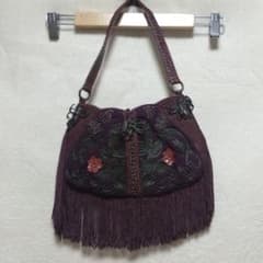 ✿JAMIN PUECH ✿紫色 刺繍 フリンジ ハンドバッグ - メルカリ