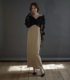 Myshawty 2wayチュールボレロドレス　ブラックベージュSサイズ Myshawty 2wayチュールボレロドレス ブラックベージュSサイズ - メルカリ