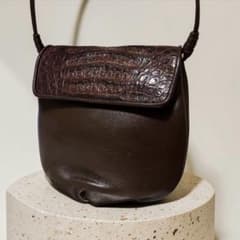 ✨美品✨濱野 本革 クロコ型押し タッセル ミニショルダー 茶 ブラウン 