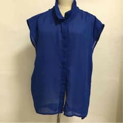 美品★ジーナシス★シフォンシャツ ブルーのサムネイル