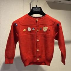 アンティークレア【美品✨】 familiar ニット　カーディガン　赤のサムネイル