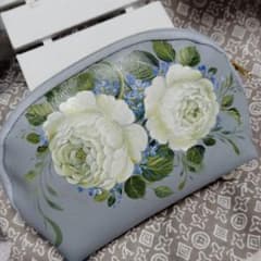 トールペイント薔薇♥ホワイトローズ白薔薇ポーチ - メルカリ