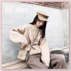 【大人気♡】韓国 ベージュ ニット トップス ツイストセーター かわいいのサムネイル