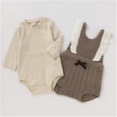 《まなみ様専用》プティマイン　フリルつきニットサロペット×ロンパースセットのサムネイル