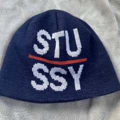 【希少】old stussy紺タグ 90s ビーニー　ネイビー　スカル　入手困難のサムネイル