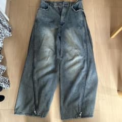 Lサイズ　GRANCY グランシー バギーデニムパンツ サイドジップ ブルー GRANCY ジップデザイン バギーデニムパンツ Mサイズ ブルー - メルカリ