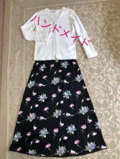 花柄　ロングスカート　綿ジャージ　ハンドメイド　綿ジャージのサムネイル