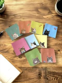可愛い　猫デザイン 付箋 メモ帳 9冊セットのサムネイル