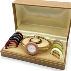 良品☆稼働 GUCCI チェンジベゼル 新品電池 レディース腕時計
