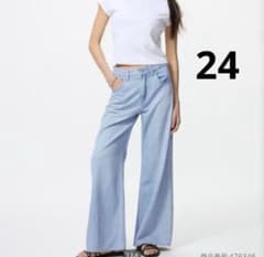 UNIQLO ドレープワイドフレアジーンズ 24 ブルーのサムネイル
