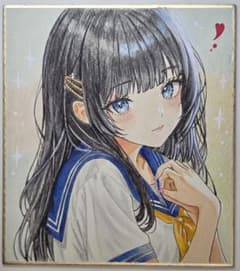 セーラー服の女の子】手描きオリジナルイラスト コピック原画 色紙