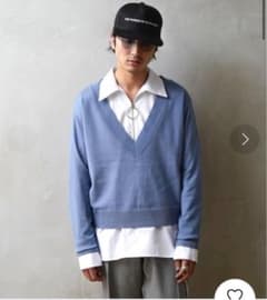 NEONSIGN 17AW/Vネックニットセーター(薄手)46(S)ウールブルーのサムネイル