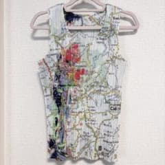 希少　プリーツプリーズ　地図　マップ　タンクトップ　トップス　サイズ3 希少 プリーツプリーズ 地図 マップ タンクトップ トップス サイズ3