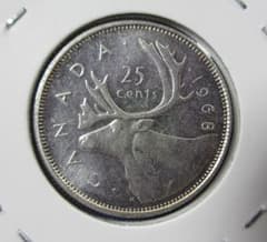 1-25）カナダ：25セント銀貨（1968年） - メルカリ