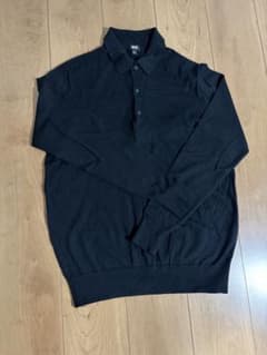 UNIQLO ユニクロ メリノニットポロセーター ブラック 長袖 Lのサムネイル