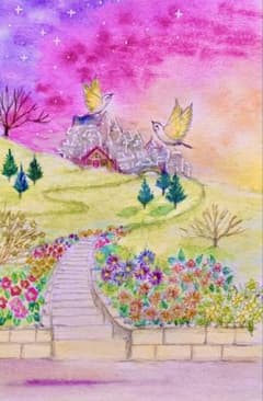 momorin水彩画 街を望む丘　値段は※900円です momorin様専用水彩画 街を望む丘 値段は※900円です - メルカリ